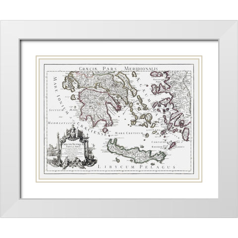 Ancient South Greece - De Lisle 1731 White Modern Wood Framed Art Print with Double Matting by De L''isle