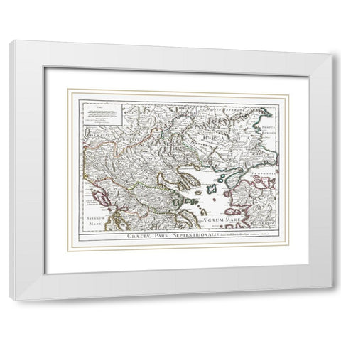 North East Greece - De Lisle 1731 White Modern Wood Framed Art Print with Double Matting by De L''isle