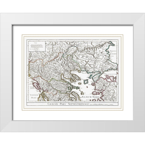 North East Greece - De Lisle 1731 White Modern Wood Framed Art Print with Double Matting by De L''isle
