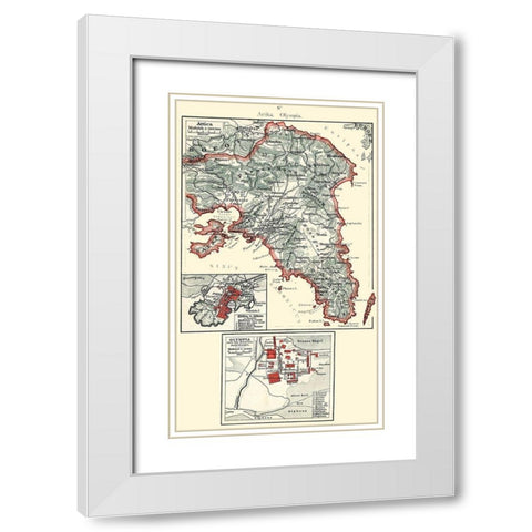 Attica Olympia Greece - Putzgers 1897 White Modern Wood Framed Art Print with Double Matting by Putzgers