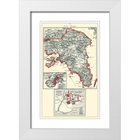 Attica Olympia Greece - Putzgers 1897 White Modern Wood Framed Art Print with Double Matting by Putzgers