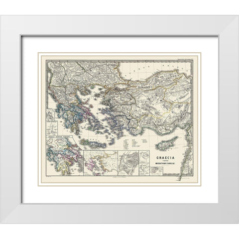 Doric Migration Greece - Spruner 1865 White Modern Wood Framed Art Print with Double Matting by Spruner