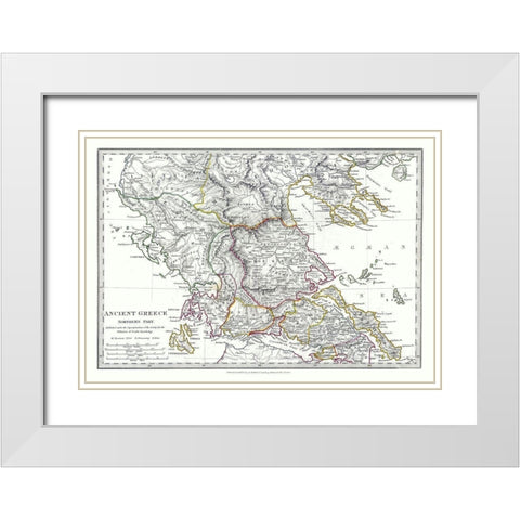 Ancient Greece Northern Part - Chapman 1829 White Modern Wood Framed Art Print with Double Matting by Chapman
