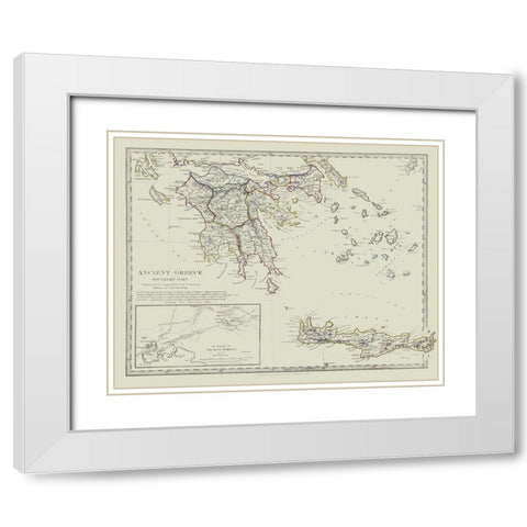 Ancient Greece Southern Part - Chapman 1829 White Modern Wood Framed Art Print with Double Matting by Chapman