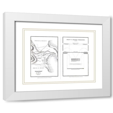 Marathon - Battle - Greece - Oxford 1828 White Modern Wood Framed Art Print with Double Matting by Unknown