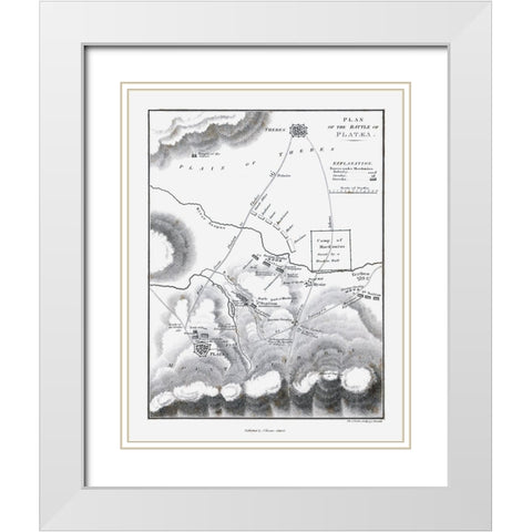Battle of Plataea - Greece - Oxford 1828 White Modern Wood Framed Art Print with Double Matting by Unknown