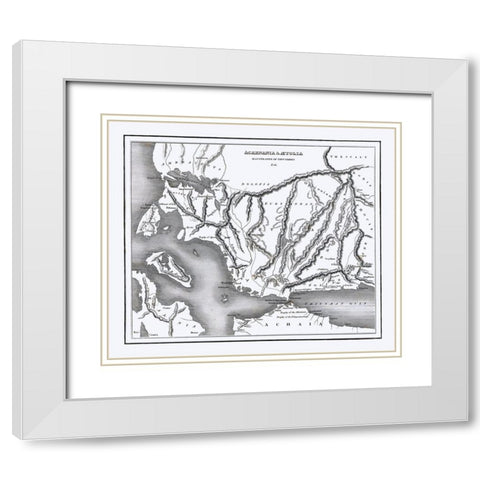 Aetolia Acarnania Greece - Oxford 1828 White Modern Wood Framed Art Print with Double Matting by Oxford