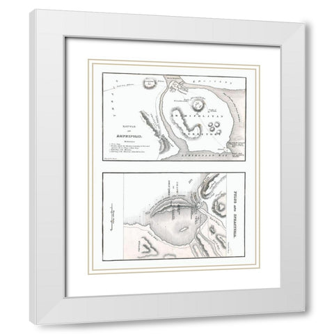 Battle of Amphipolis - Pylus - Sphacteria - Oxford White Modern Wood Framed Art Print with Double Matting by Unknown
