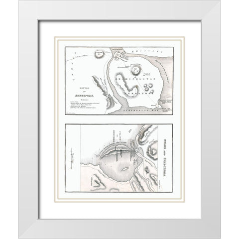 Battle of Amphipolis - Pylus - Sphacteria - Oxford White Modern Wood Framed Art Print with Double Matting by Unknown
