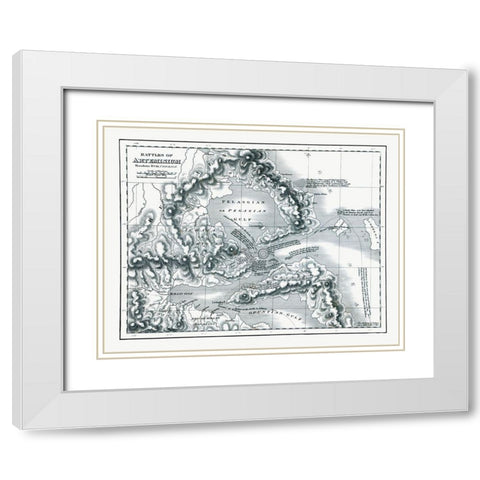 Battles of Artemisium - Greece - Oxford 1828 White Modern Wood Framed Art Print with Double Matting by Unknown
