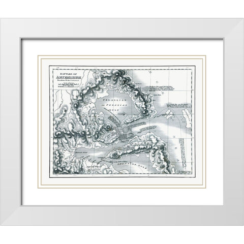 Battles of Artemisium - Greece - Oxford 1828 White Modern Wood Framed Art Print with Double Matting by Unknown
