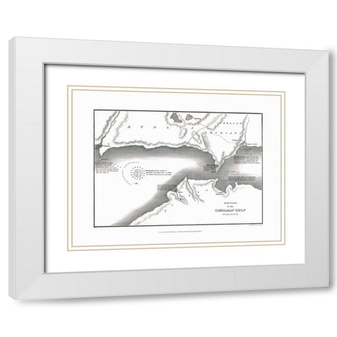 Battles in Gulf of Corinth - Oxford 1828 White Modern Wood Framed Art Print with Double Matting by Unknown