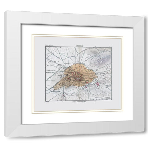 Athens Greece - Perthes 1896 White Modern Wood Framed Art Print with Double Matting by Perthes