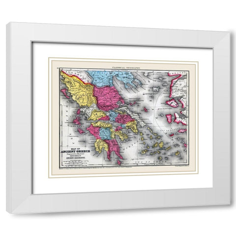 Ancient Greece - Mitchell 1844 White Modern Wood Framed Art Print with Double Matting by Mitchell