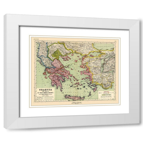 Greece Turkey - Kiepert 1903 White Modern Wood Framed Art Print with Double Matting by Kiepert