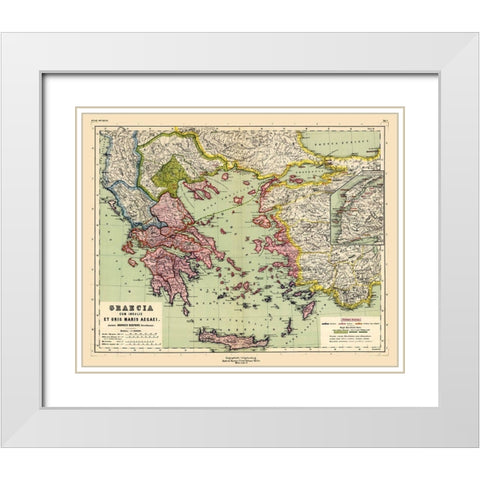 Greece Turkey - Kiepert 1903 White Modern Wood Framed Art Print with Double Matting by Kiepert