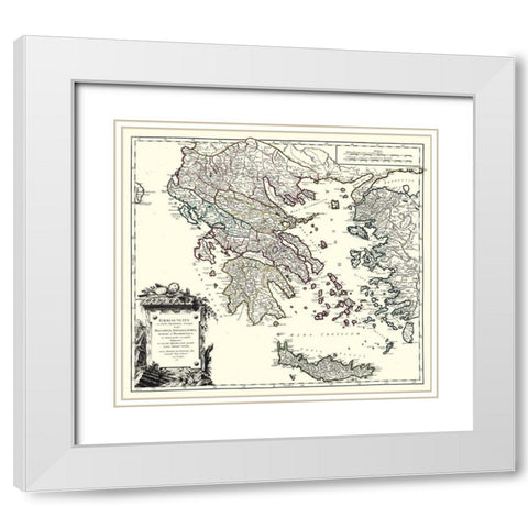Ancient Greece - Vaugondy 1757 White Modern Wood Framed Art Print with Double Matting by Vaugondy