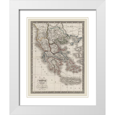 Ancient Greece - Monin 1839 White Modern Wood Framed Art Print with Double Matting by Monin