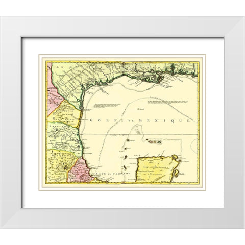 Gulf of Mexico Mexico Coast Louisiana - 1492 White Modern Wood Framed Art Print with Double Matting by Unknown