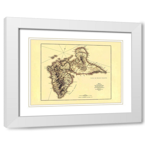 Caribbean Guadeloupe - Jefferys 1775 White Modern Wood Framed Art Print with Double Matting by Jefferys