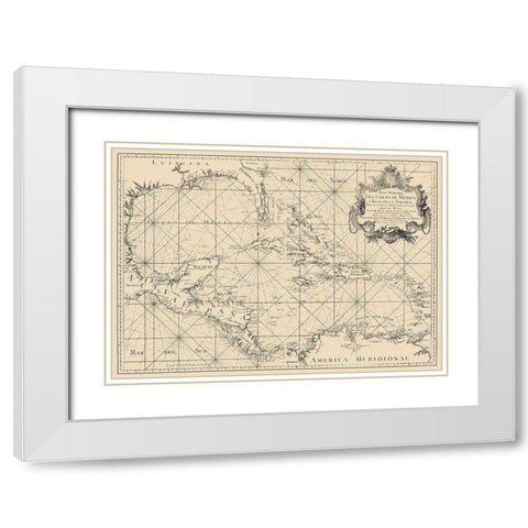 Gulf of Mexico Caribbean Honduras Nicaragua White Modern Wood Framed Art Print with Double Matting by Lopez