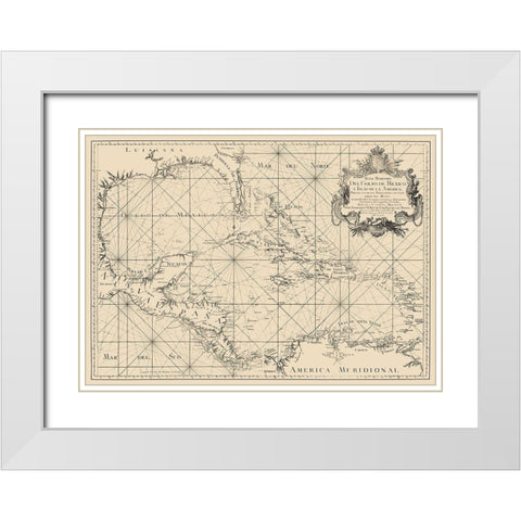 Gulf of Mexico Caribbean Honduras Nicaragua White Modern Wood Framed Art Print with Double Matting by Lopez