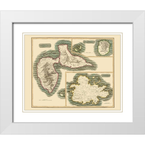 Marie Galante Guadeloupe Antigua - Thomson 1815 White Modern Wood Framed Art Print with Double Matting by Thomson