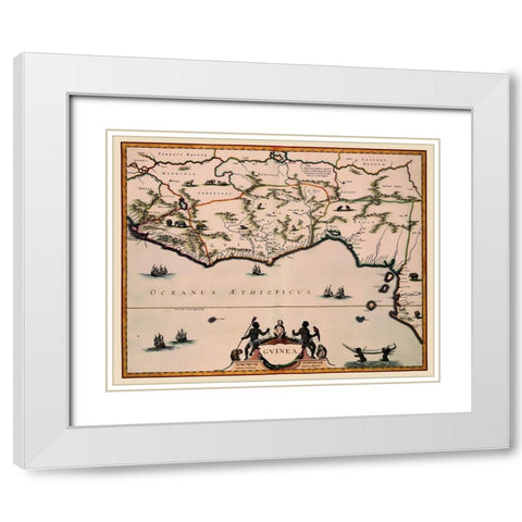 Guinea Africa - Blaeu 1635 White Modern Wood Framed Art Print with Double Matting by Blaeu
