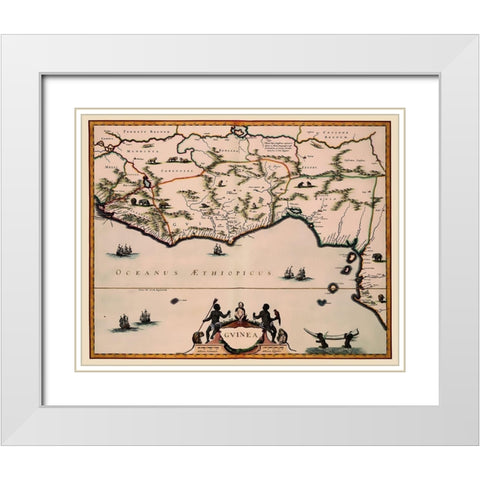 Guinea Africa - Blaeu 1635 White Modern Wood Framed Art Print with Double Matting by Blaeu
