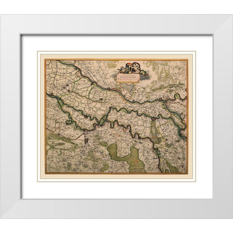 Guelders County Netherlands - De Wit 1688 White Modern Wood Framed Art Print with Double Matting by De Wit