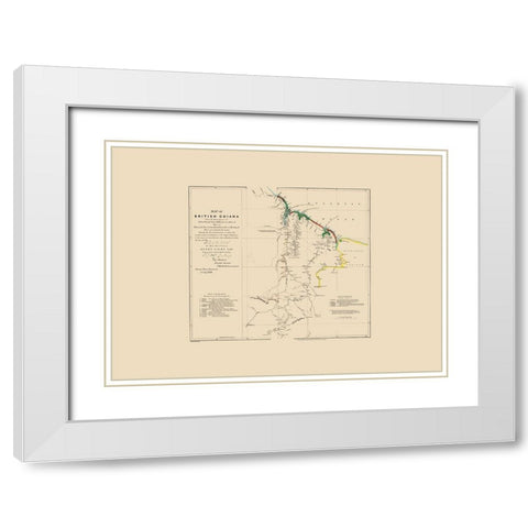 British Guiana South America - Arrowsmith 1844 White Modern Wood Framed Art Print with Double Matting by Arrowsmith