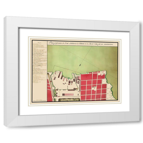 Caribbean Havana Cuba - 1700 White Modern Wood Framed Art Print with Double Matting by Unknown