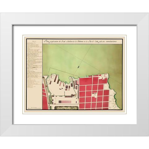 Caribbean Havana Cuba - 1700 White Modern Wood Framed Art Print with Double Matting by Unknown