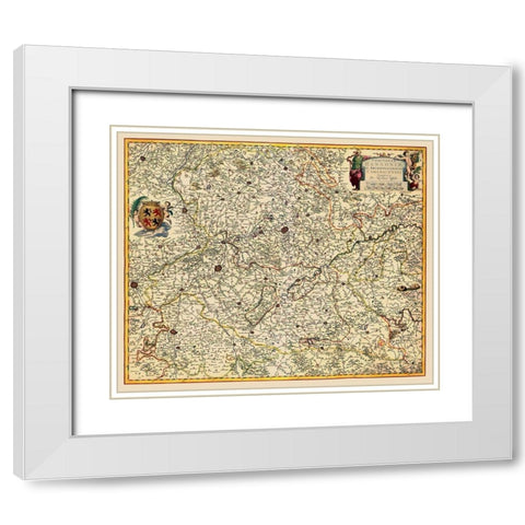 Benelux Hainaut Province Belgium - Visscher 1681 White Modern Wood Framed Art Print with Double Matting by Visscher
