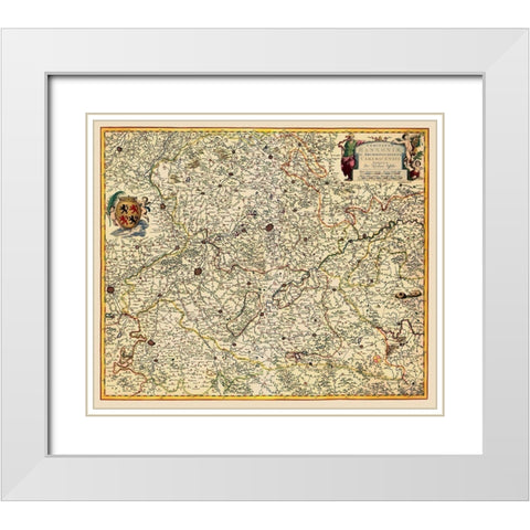 Benelux Hainaut Province Belgium - Visscher 1681 White Modern Wood Framed Art Print with Double Matting by Visscher