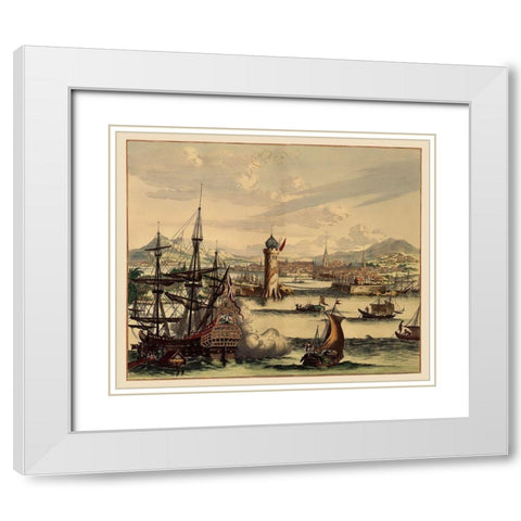 Caribbean Havana Cuba View - Ogilby 1670 White Modern Wood Framed Art Print with Double Matting by Ogilby