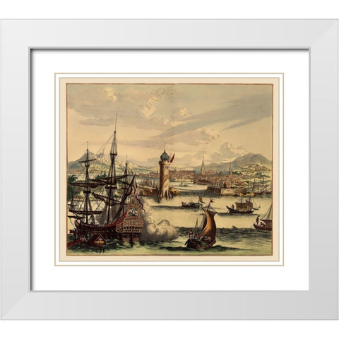 Caribbean Havana Cuba View - Ogilby 1670 White Modern Wood Framed Art Print with Double Matting by Ogilby