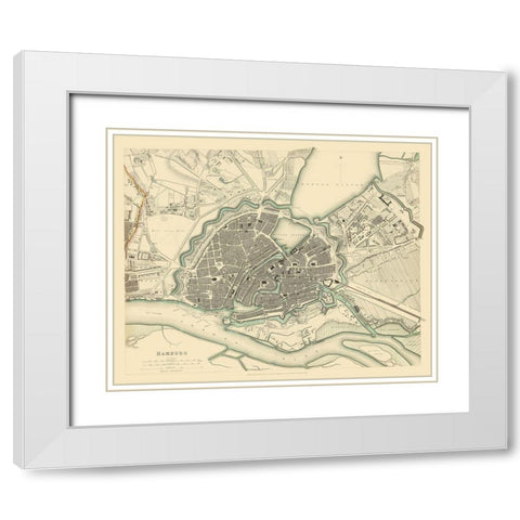 Hamburg Germany - Chapman 1837 White Modern Wood Framed Art Print with Double Matting by Chapman