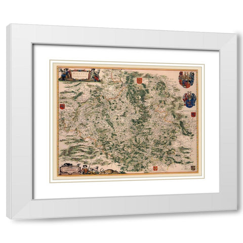 Hesse Kassel Region Germany - Blaeu 1662 White Modern Wood Framed Art Print with Double Matting by Blaeu