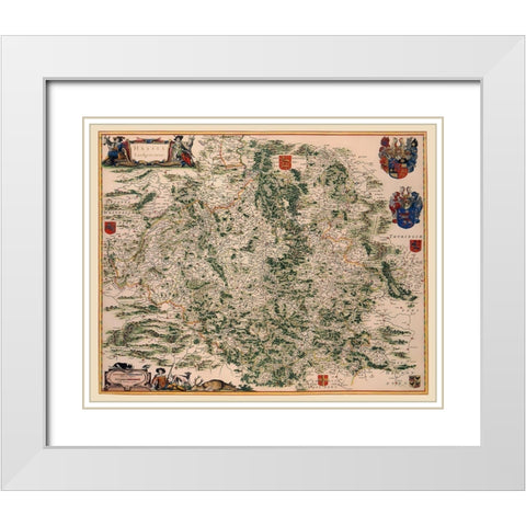 Hesse Kassel Region Germany - Blaeu 1662 White Modern Wood Framed Art Print with Double Matting by Blaeu