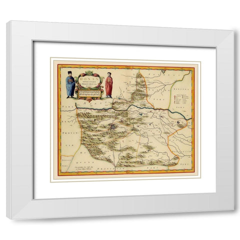 Henan Province China - Blaeu 1655 White Modern Wood Framed Art Print with Double Matting by Blaeu