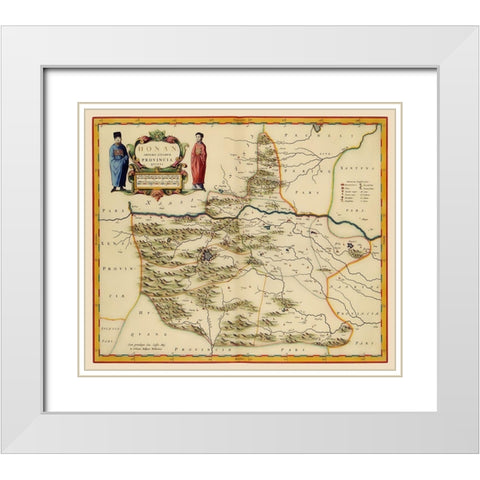 Henan Province China - Blaeu 1655 White Modern Wood Framed Art Print with Double Matting by Blaeu
