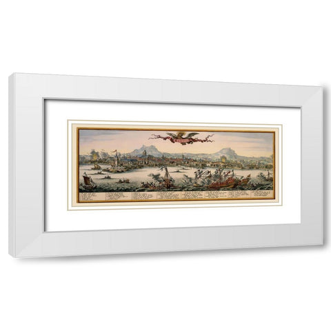 Heraklion Panoramic Greece - Visscher 1680 White Modern Wood Framed Art Print with Double Matting by Visscher
