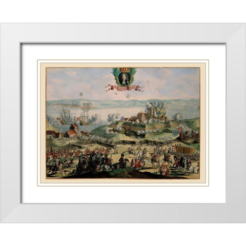 Scandanavia Helsingborg Sweden Siege Panoramic White Modern Wood Framed Art Print with Double Matting by De Hooghe