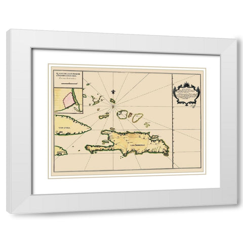 Hispaniola Caribbean Dominican Rep Jamaica Cuba White Modern Wood Framed Art Print with Double Matting by Mejia