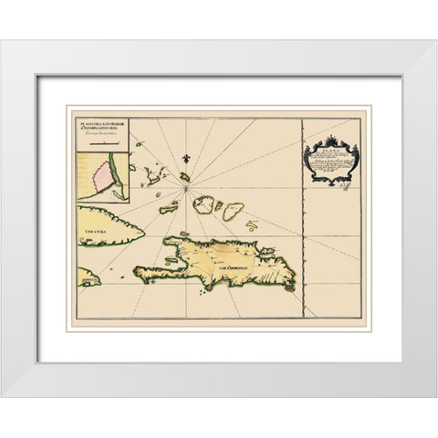 Hispaniola Caribbean Dominican Rep Jamaica Cuba White Modern Wood Framed Art Print with Double Matting by Mejia