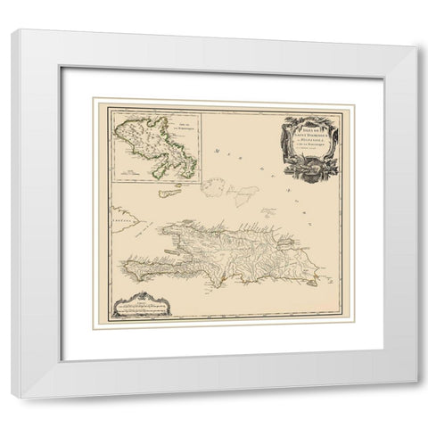 Caribbean Hispaniola Martinique - Boudet 1750 White Modern Wood Framed Art Print with Double Matting by Boudet