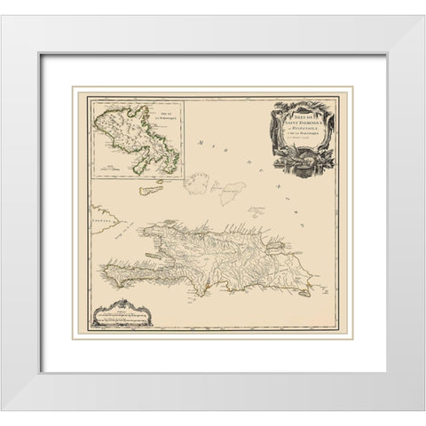 Caribbean Hispaniola Martinique - Boudet 1750 White Modern Wood Framed Art Print with Double Matting by Boudet