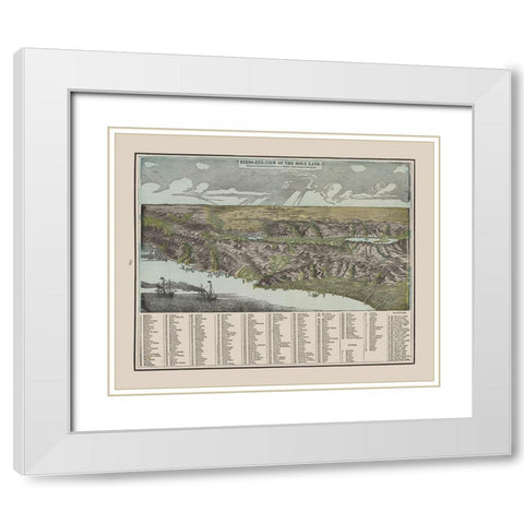 Birds Eye View of The Holy Land - Cram 1892 White Modern Wood Framed Art Print with Double Matting by Cram
