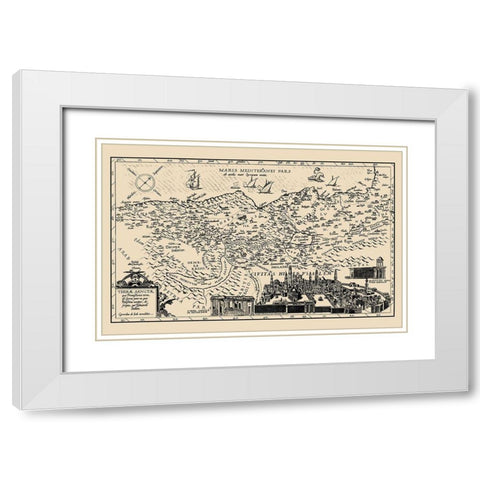 Holy Land with Jerusalem Israel - De Jode 1578 White Modern Wood Framed Art Print with Double Matting by De Jode